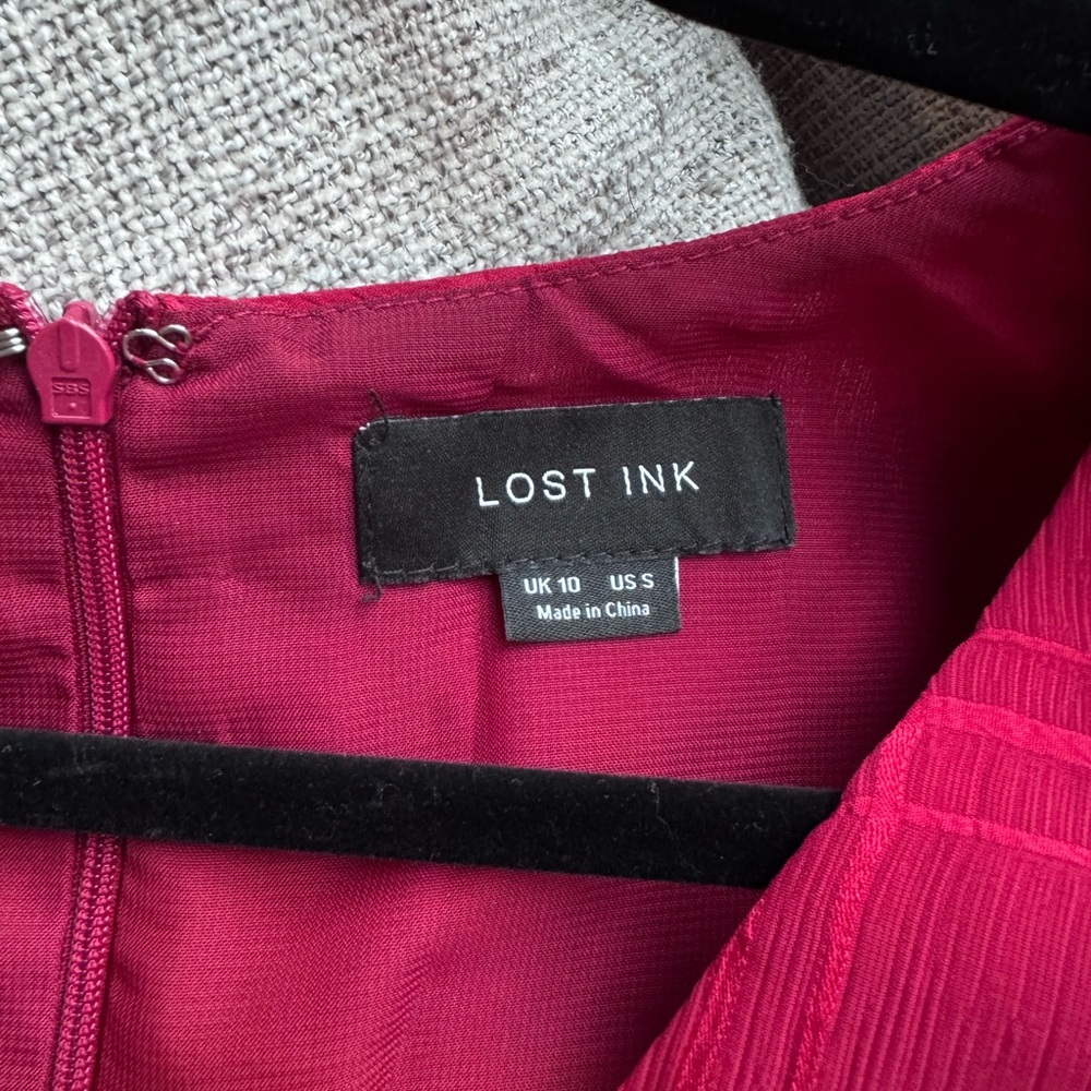 Lucky Brand Raspberry Ruffled Wrap-Style Long Sleeve Dress - Picture 3 of 3